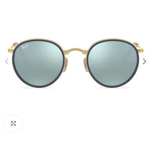 Ray-Ban Gold and Blue Round Sunglasses